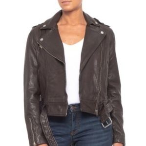 Brown lamb leather moto jacket Soia &Kyo